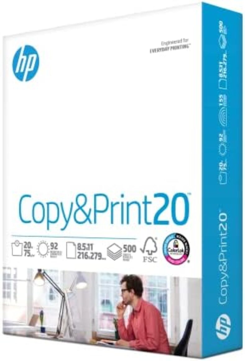 HP Printer Paper | 8.5 x 11 Paper | Copy &Print 20 lb | 1 Ream Case – 500 Sheets| 92 Bright | Made in USA – FSC Certified | 200060