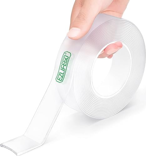 Double Sided Tape Heavy Duty, Extra Large Nano Double Sided Adhesive Tape, Clear Mounting Tape Picture Hanging Adhesive Strips,Removable Wall Tape Sticky Poster Tape Decor Carpet Tape(9.85FT)