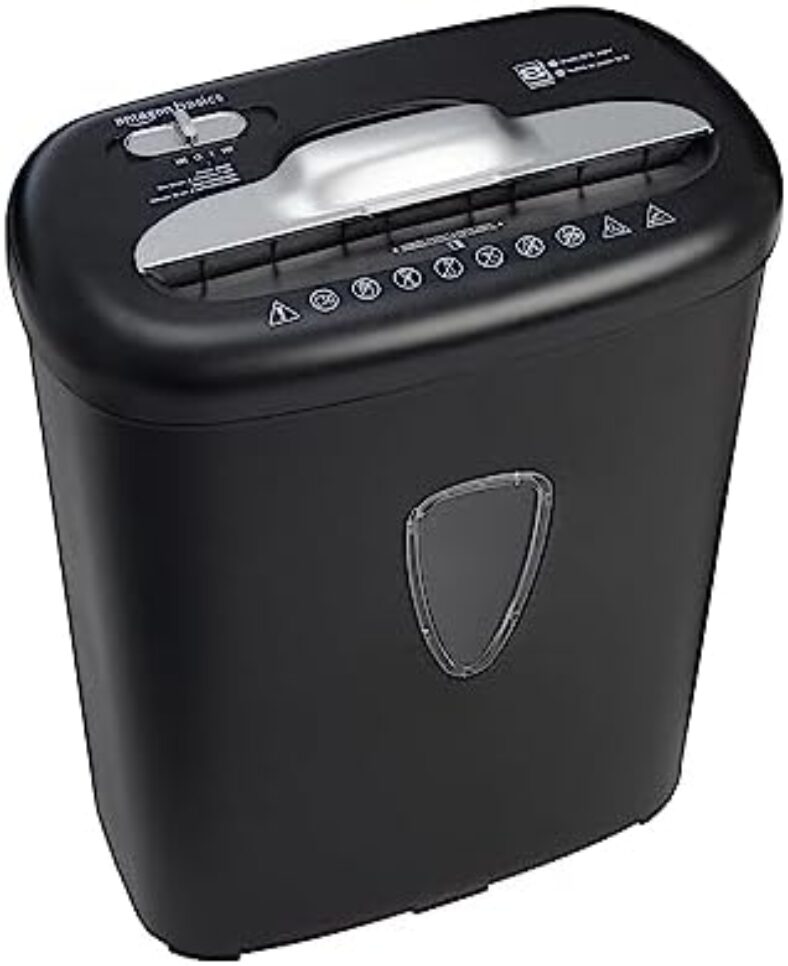 Amazon Basics 8 Sheet Cross Cut Paper and Credit Card Shredder with 4.1 Gallon Bin, Black