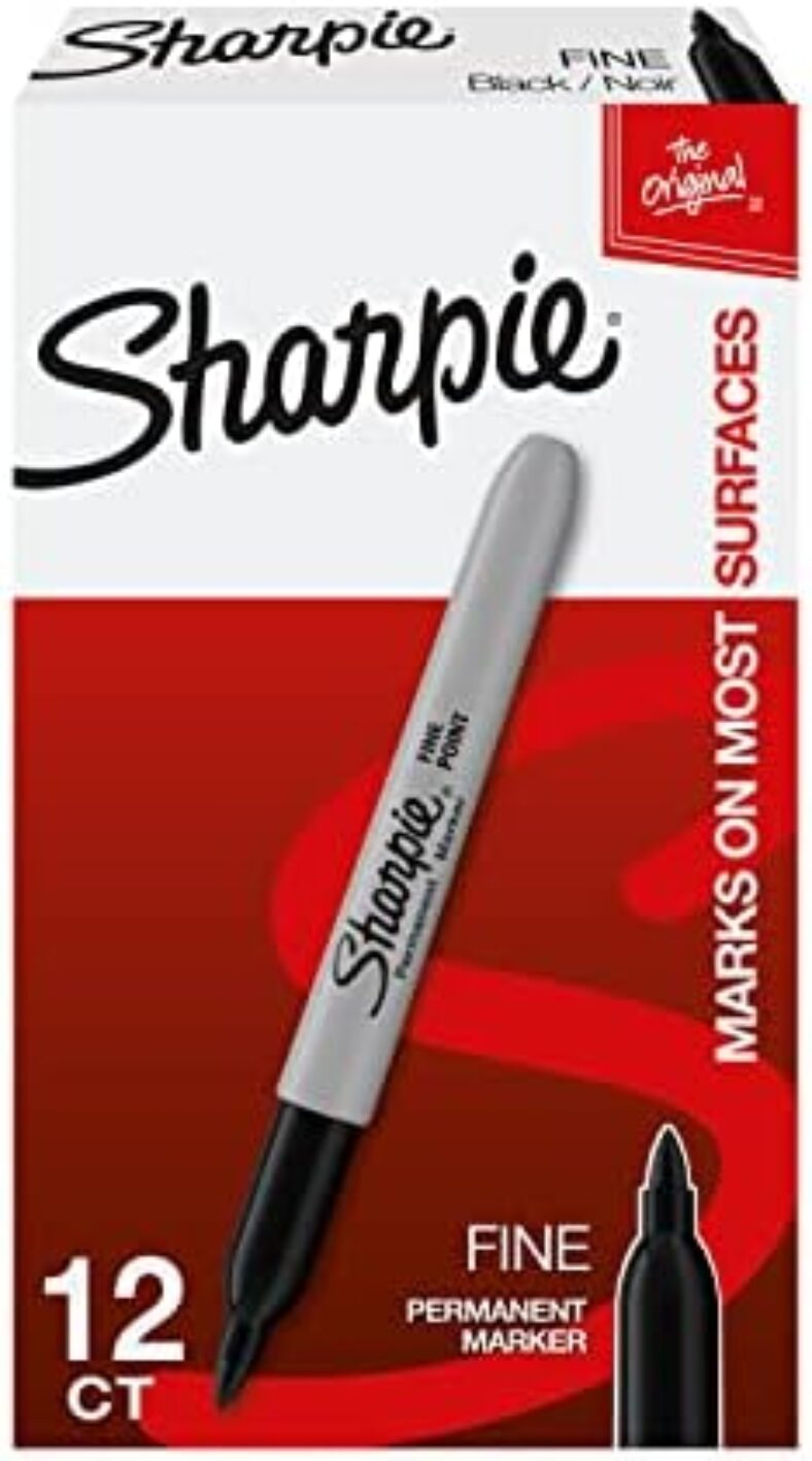 SHARPIE Black Markers Set: Stylish Black Markers Permanent, Fine Point, 12 Count