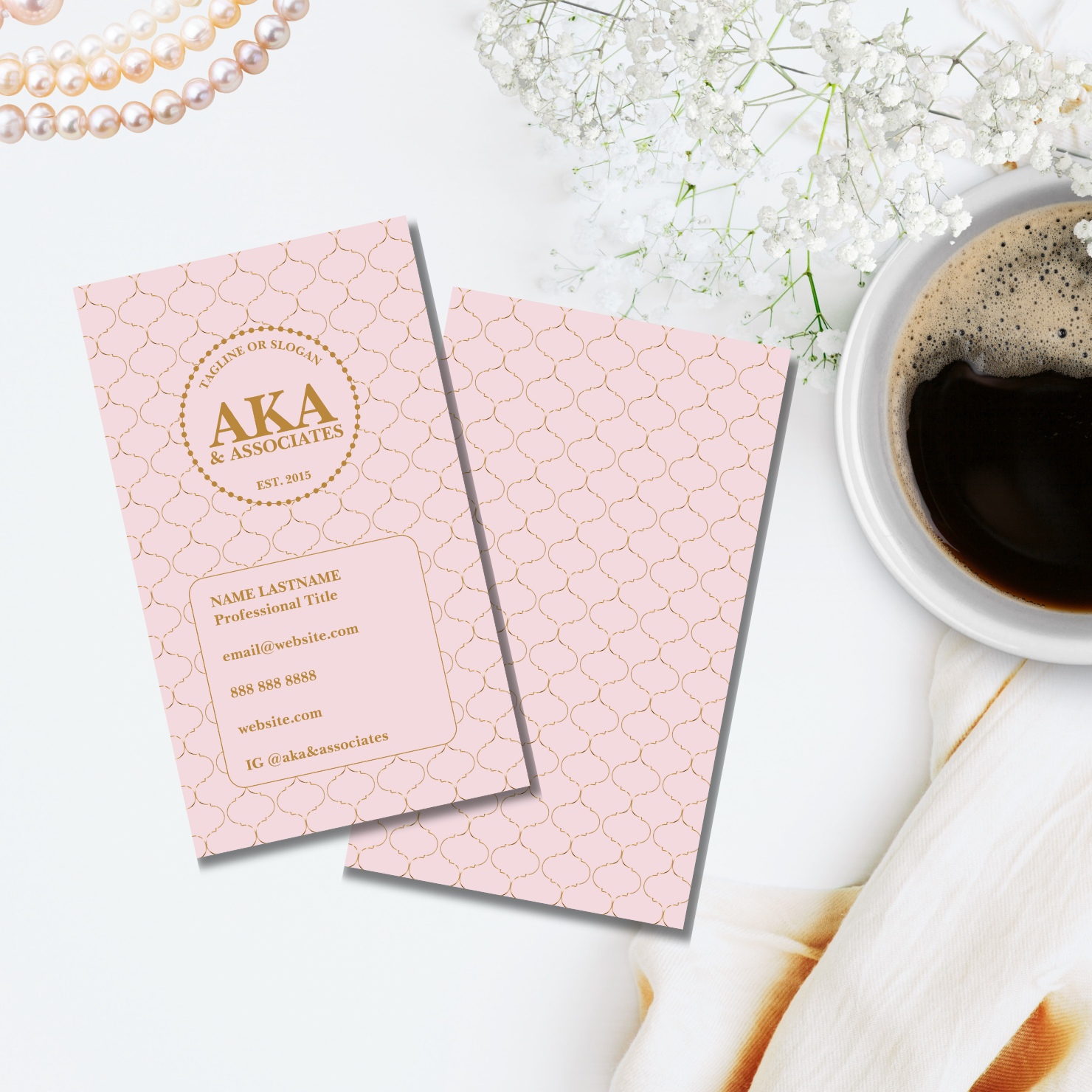 Elegant Gold Trellis Custom Business Monogram Business Card